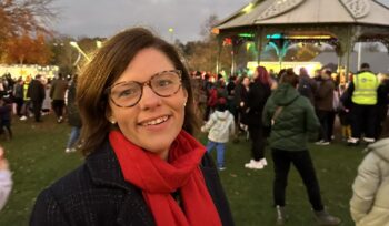 Alex Baker MP pictured at an outdoor festival