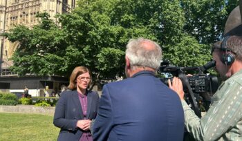 Alex Baker MP being interviewed by the BBC about the Defence Review