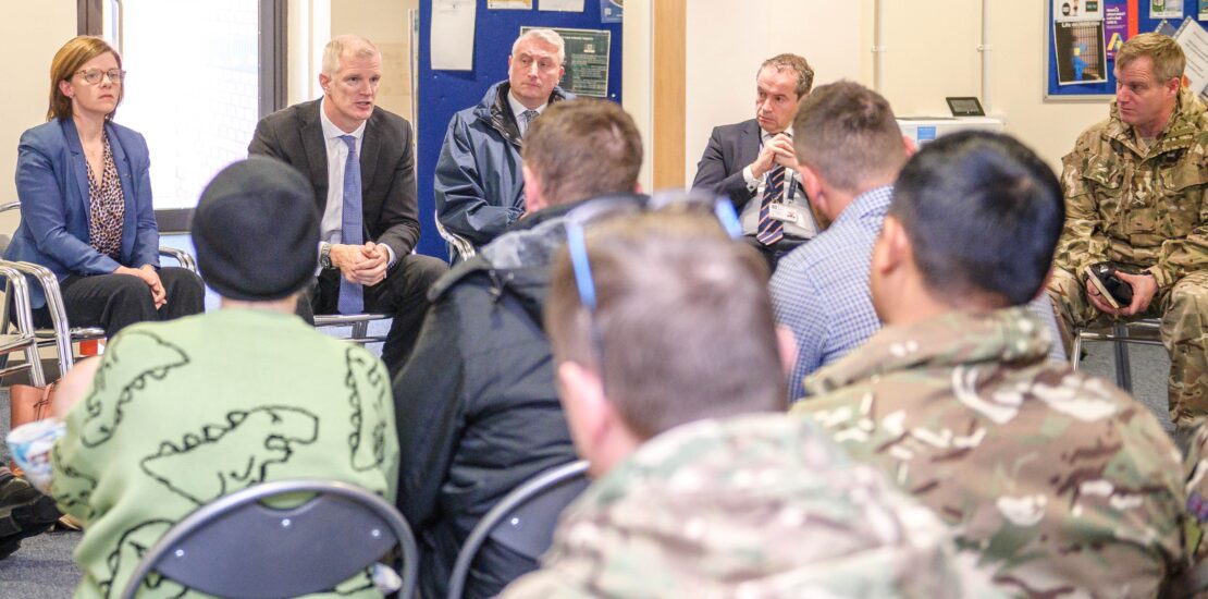 Alex Baker MP (left) hosted Al Carns MP on a visit to military housing in Aldershot