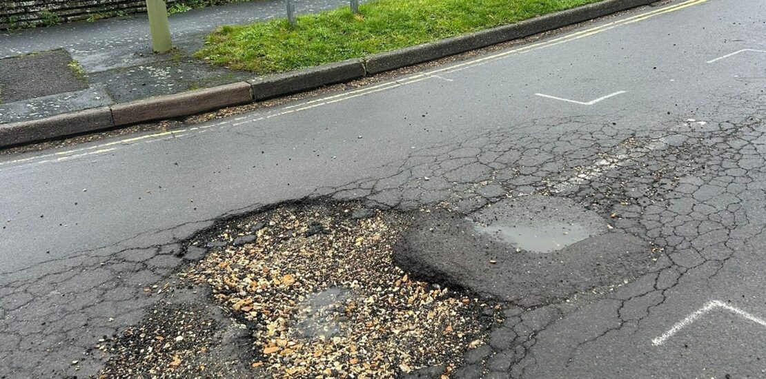 A deep pothole on Blunden Road