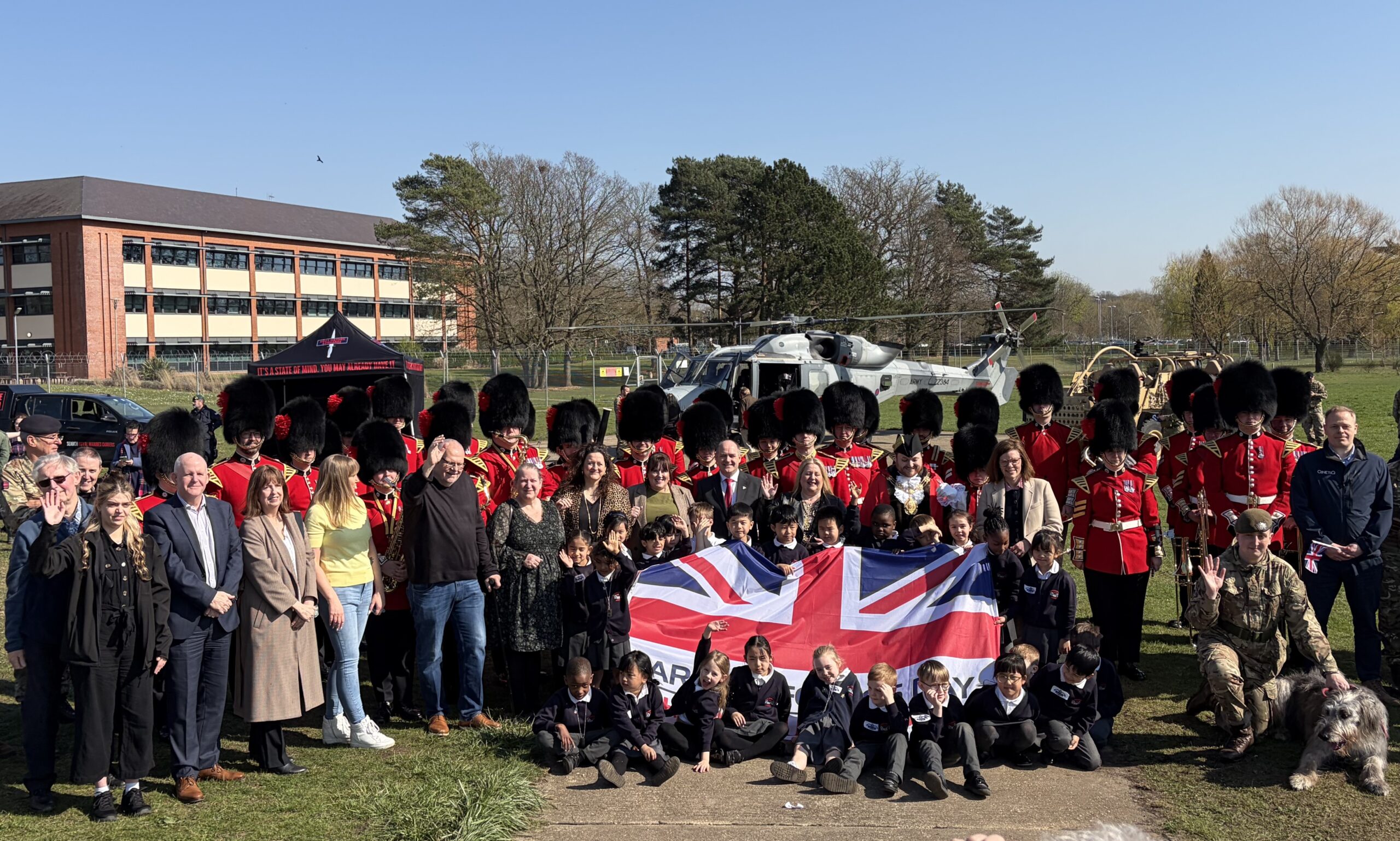 Children and troops start the 100 day countdown to national Armed Forces Day in Aldershot