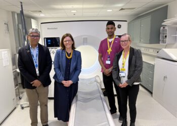 Alex Baker MP with the Slough Community Diagnostic Centre MRI team